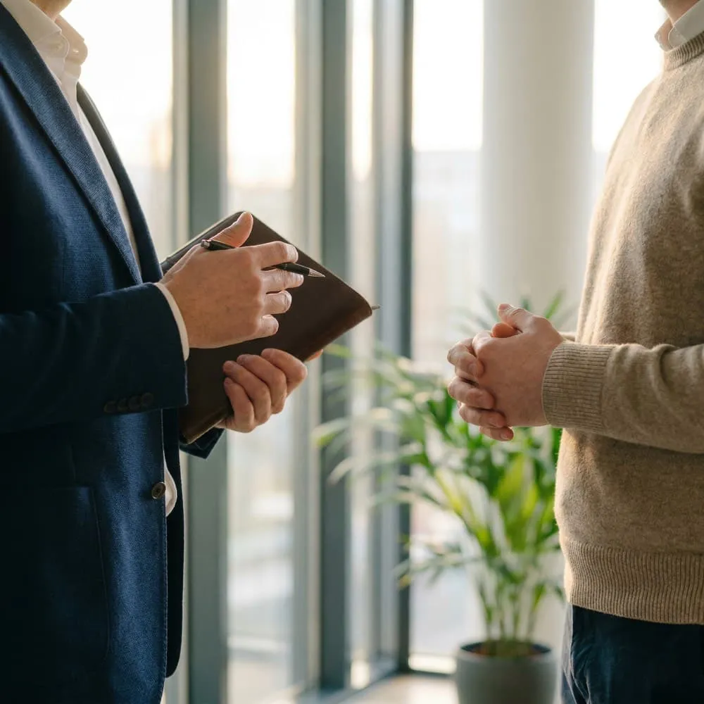 Kennenlerngespräch zwischen Bewerber und ELD Team am Besprechungstisch