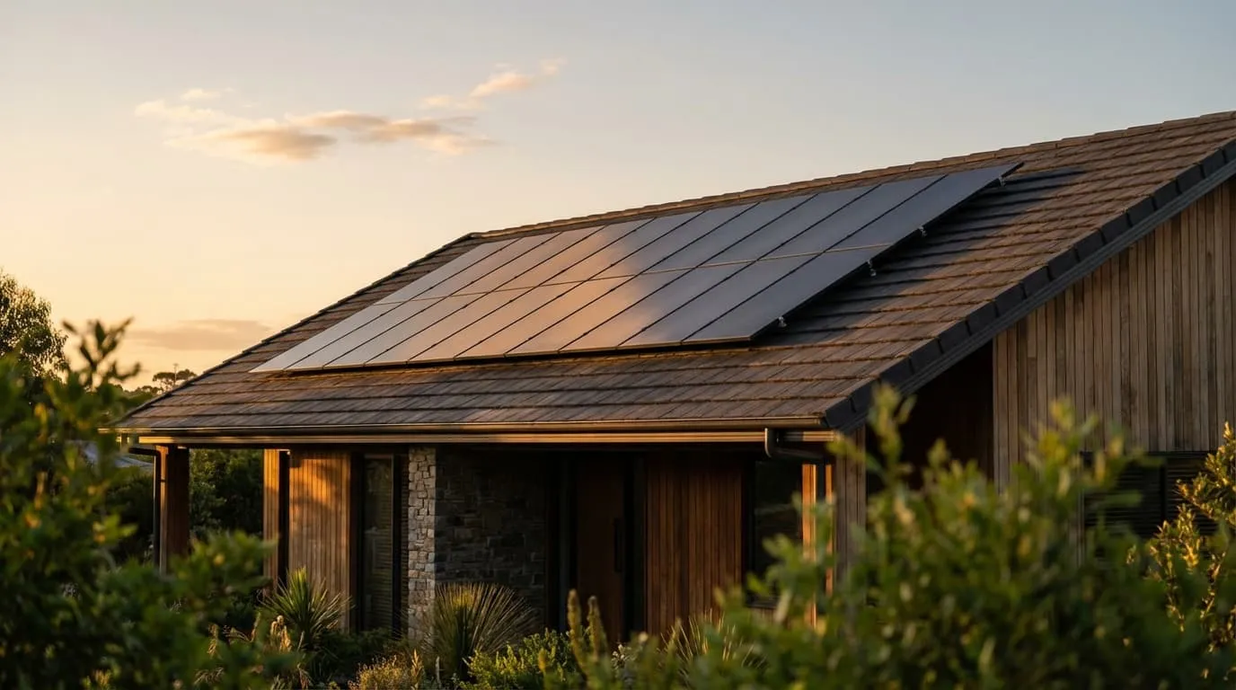 Solaranlage auf modernem Einfamilienhaus